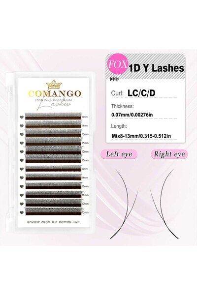 Choice1 مزيج من 8-13 مم 0.07 مم LC Fox Y Fox YY رموش صناعية على شكل حرف V