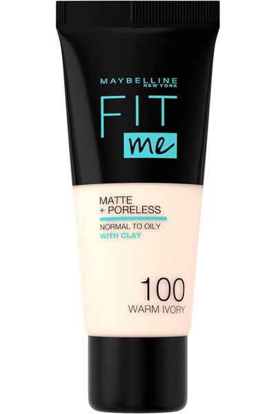 Maybelline New York كريم أساس فيت مي مات + بورليس - 100 عاجي دافئ