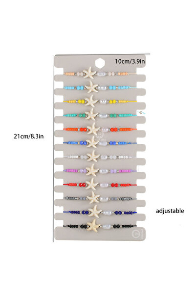 Choice 12pcs 12pcs Multi-color Bracelets Set Starfish Charms Beads Bracelet A...