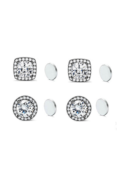 Choice Black Set ZAKOL New 1 Pair Buling Cubic Zirconia Stainless Steel Magne...