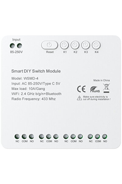 Avatto WSMD-4, 10A, 2.4 GHz, 433 MHz, Alb