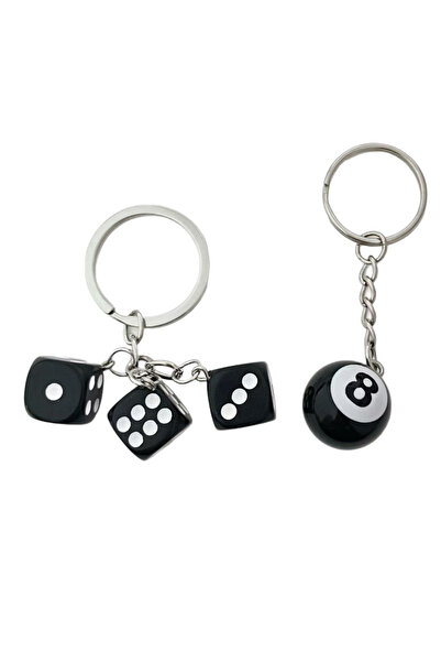 Choice set Trend Acrylic Dice Billiard Keychains Charms Resin Keyrings for Me...