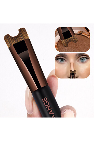 Choice فرشاة مكياج مزدوجة الرأس من MAANGE بلون قهوة داكنة، لتحديد شكل الأنف و...