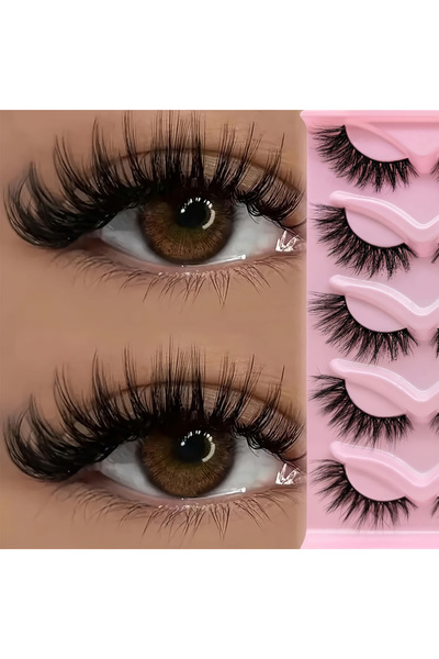 Choice ٥ أزواج من رموش عين القطة ثلاثية الأبعاد، رموش صناعية طبيعية، رموش ناع...