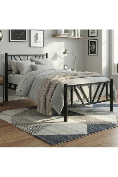 Mobilya Dükkanım Smyrna Tek Kişilik Metal Karyola 120x200 Siyah