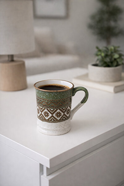 Tutku Home Porselen Etnik Desen Kupa - 400 Ml