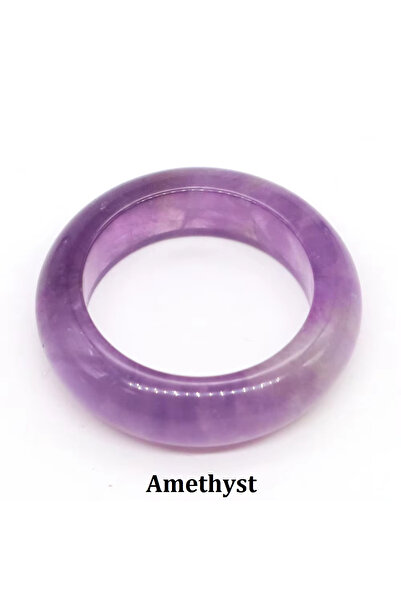 Choice 18mm Amethyst Natural Stone Crystal Band Rings for Women Men Amethyst ...