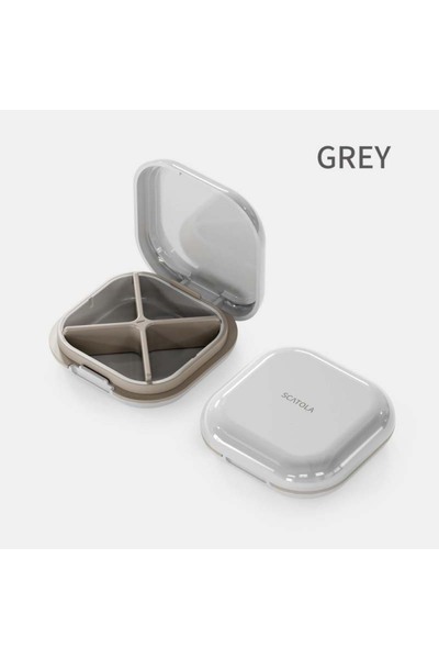 Choice Small Gray Outdoor Travel Pill Case Daily Portable 4-Compartment Pill ...