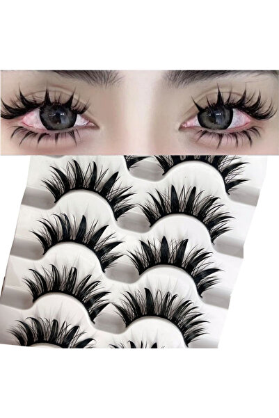 Choice رموش صناعية سوداء وفضية مقاس 18 مم، 5 أزواج رطبة، رموش صناعية تايلاندي...