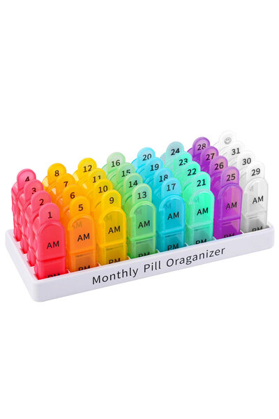 Choice Color Monthly Pill Organizer 2 Times A Day - 30 Day Pill Box AM PM, On...