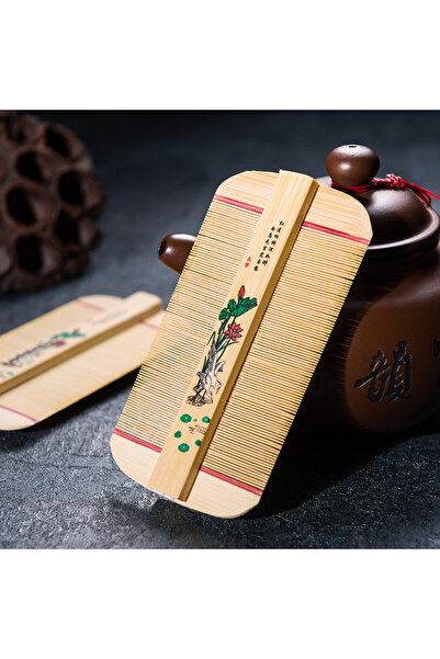 Choice مشط قمل صيني تقليدي مزدوج الجوانب مصنوع يدويًا من خشب البامبو، كثيف، ي...