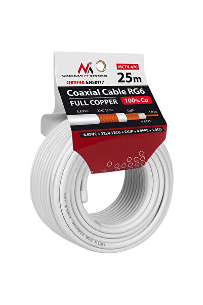 Maclean Cablu coaxial , Cablu antenă satelit, RG6 1.02CU+4.8FPE+CU/P+32*0.12C...
