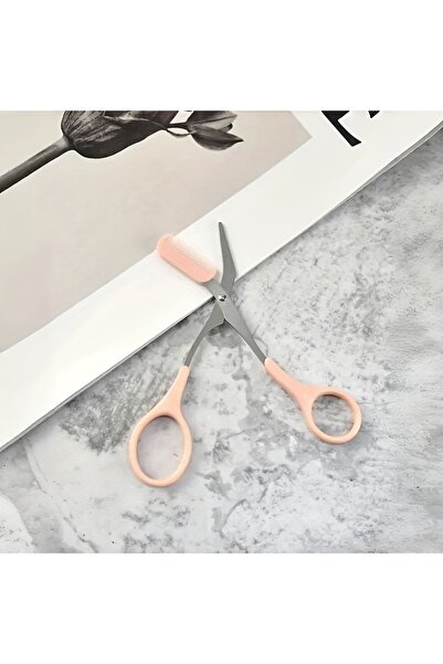 Choice Pink 1pc Pink Eyebrow Trimming Scissors With Built-In Comb, Precision ...