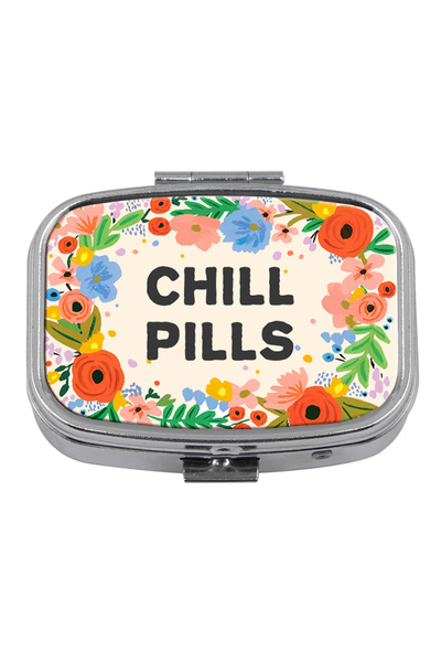 Choice علبة حبوب "تشيل بيلز" واحدة، مزينة بالزهور، علبة فرعية محكمة الإغلاق، ...