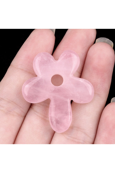 Choice قلادة زهرة من حجر الكريستال الوردي الطبيعي، قطعة واحدة، من حجر الجمشت ...