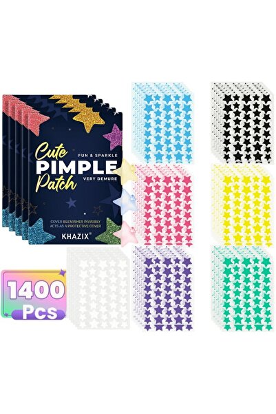 DUTRIEUX 1400 قطعة من لصقات حب الشباب متعددة الألوان على شكل نجمة، لصقات البث...