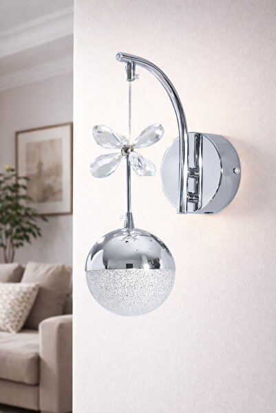 EY-EL TASARIM Stylish Led Sconce Butterfly Stone Pendant Lamp Chrome