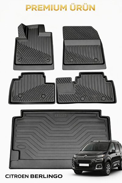 Black Gold Citroen Berlingo 2018+ Uyumlu 3D Oto Paspas ve Bagaj Havuzu Set Pr...