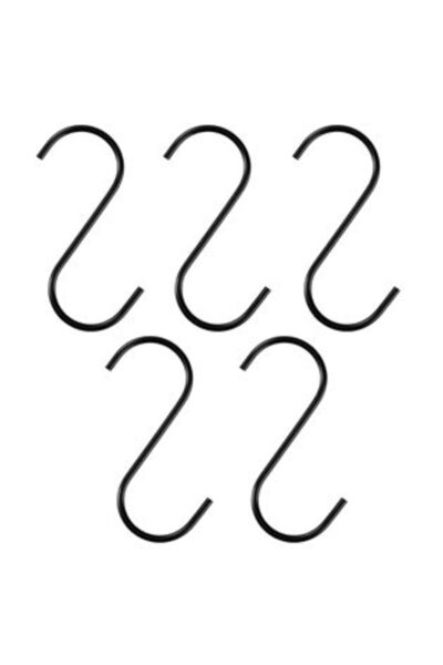 SHOPIENS Cârlige negre din oțel inoxidabil în formă de S, 7 cm - 5 buc.