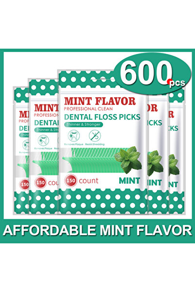 Choice 600 قطعة، 4 عبوات، 600 قطعة من أعواد خيط تنظيف الأسنان بنكهة النعناع -...