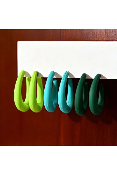 Choice B 3 أزواج/مجموعات من الأقراط على شكل حرف U بألوان متناقضة، أقراط نسائي...