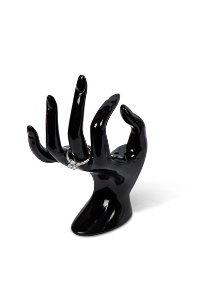 Choice jet black Artistic Hand-Shaped Ring Display Stand - Multi-Functional P...