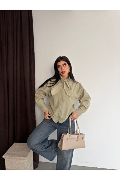 Ekim Store Scarf Detailed Relax Fit Poplin Shirt