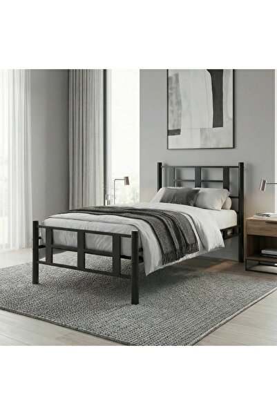 Mobilya Dükkanım Karma Tek Kişilik Metal Karyola 120x200 Siyah