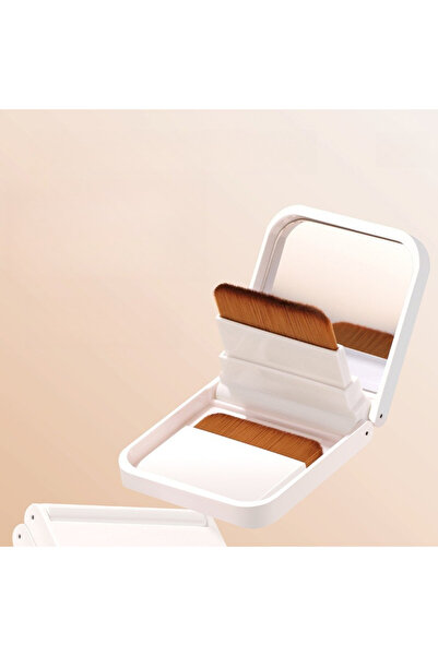 Choice1 مرآة صغيرة محمولة بيضاء مريحة ومتعددة الاستخدامات مع فرشاة كريم أساس ...