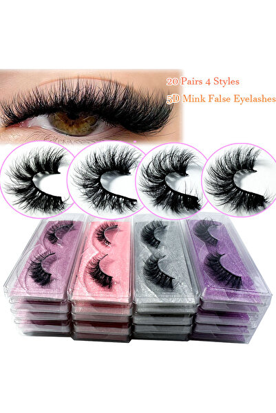 Choice1 20 زوجًا من الرموش ثلاثية الأبعاد المصنوعة من المنك، رموش طبيعية طويل...