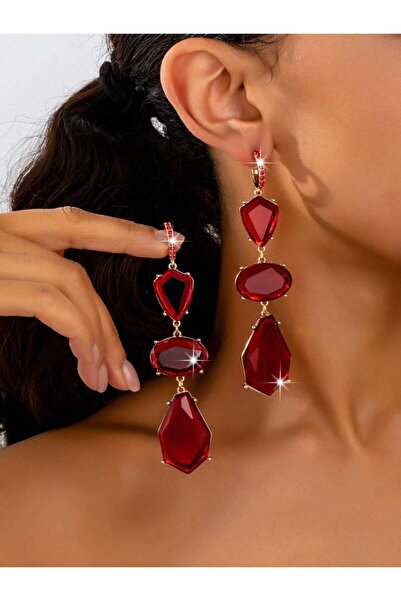 Choice زوج من الأقراط النسائية الحمراء الفاخرة والعصرية والجذابة والأنيقة وال...