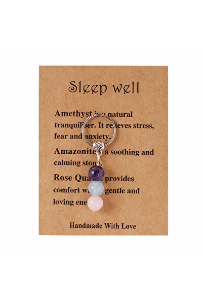 Choice Sleep well Natural Stone Keychains Women's Men Healing Amethyst Key Ri...