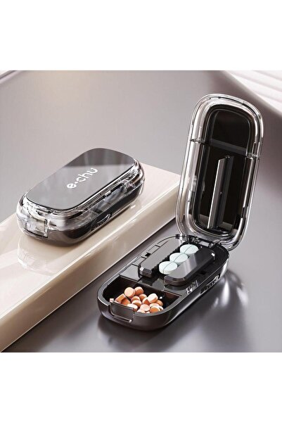 Choice1 قطاعة ومقسمة أدوية محمولة نصف سوداء، تقسم إلى جزأين أو أربعة أجزاء مت...