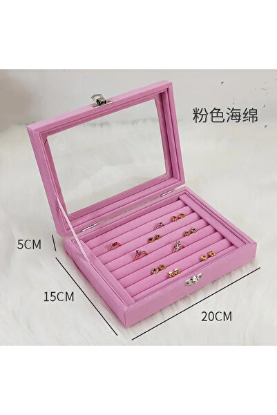 Choice علبة تخزين خواتم وردية اللون، قطعة واحدة، صينية تخزين مجوهرات مخملية ن...