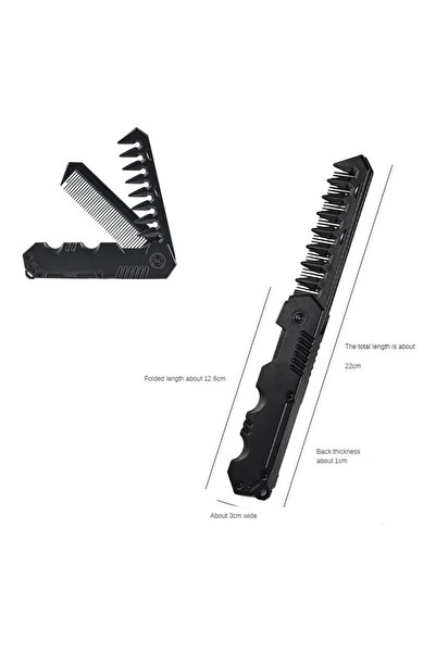 Choice Black Pocket Comb for Men Portable Multifunctional Plastic FoldingBarb...