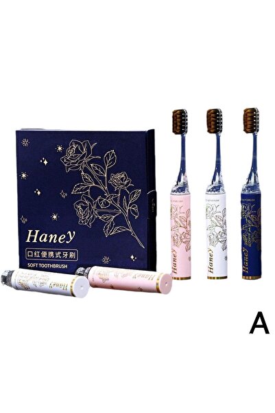 Choice 3 قطع فرشاة أسنان فاخرة قابلة للطي بشعيرات ناعمة على شكل أحمر شفاه، سه...