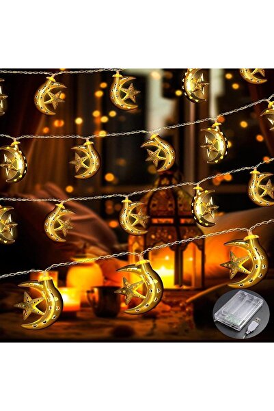 Lecone Φώτα Ραμαζανιού, Διακόσμηση Αστέρι-Φεγγάρι, 4M 20 LED, Θερμό Λευκό Φως...