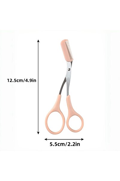 Choice Pink Eyebrow Trimmer Scissor with Comb Female Male Eyebrow Eyelash Sci...