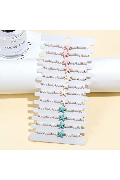Choice style 2 12pcs/set Starfish Stone Charms Bracelet Set Acrylic Beaded Ad...