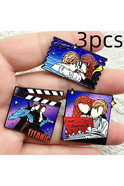 Choice دبابيس زينة مطلية بالفضة، ثلاث قطع، مستوحاة من أفلام الحب، مصنوعة من ا...