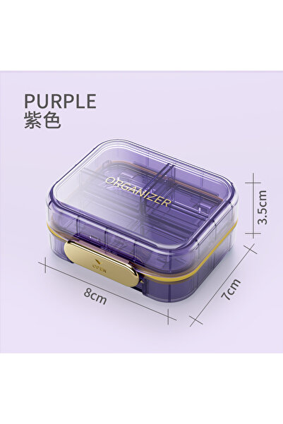 Choice علبة حبوب محكمة الإغلاق مقاومة للرطوبة، متعددة الأقسام، أرجوانية اللون...