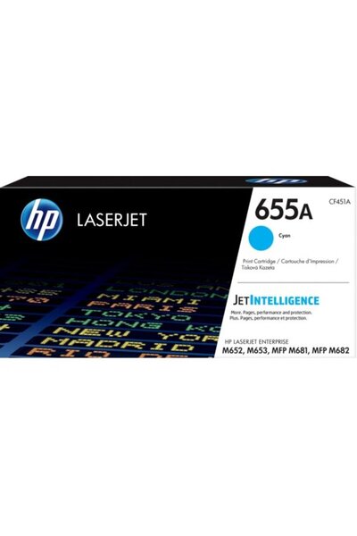HP Toner original cyan, nr. 655A, pentru Laserjet Enterprise M652/M653/M681/M...