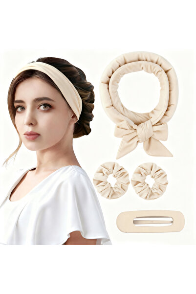 Choice مجموعة تجعيد الشعر بدون حرارة بيج مكونة من 4 قطع، للنساء، لتجعيد الشعر...