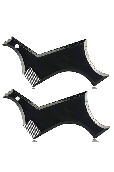 Choice قالبان أسودان لتشكيل اللحية، أداة تصفيف اللحية مع مشط لتحديد خط الشارب...