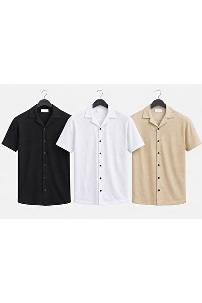 zs zaos fashion Set de 3 cămăși pentru bărbați, cu mânecă scurtă, cu model wa...