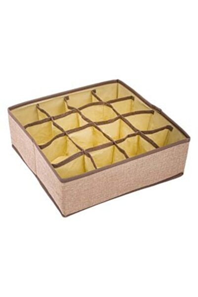 SHOPIENS Organizator de sertare bej-maro cu 16 compartimente, 30 x 30 x 10,5 cm