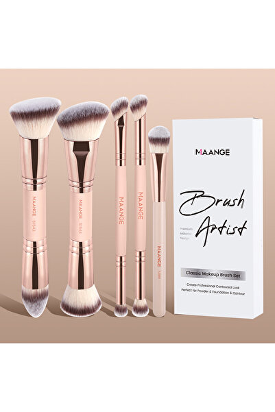 Choice3 مجموعة فرش مكياج أساسية من 5 قطع من أبريكوت مانج: فرشاة مثلثة، فرشاة ...