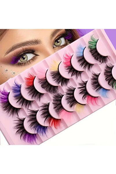 Choice 8 أزواج من الرموش الملونة بطول 18 مم، مثالية لمكياج المسرح والحفلات وم...