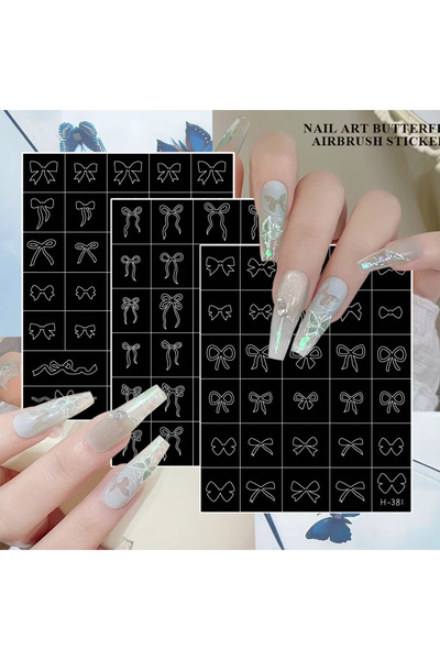 Choice النمط 2 (3 أوراق) 3/6/12 ورقة استنسل أظافر أسود وأبيض على شكل فراشة وف...