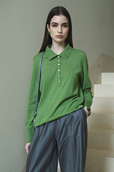 Jolamier Açık Yeşil Clara Polo Yaka Kazak